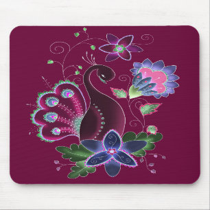 Violet Peacock Mouse Pad