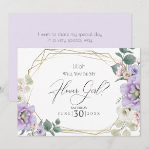 Violet Peony Flowers Will You Be My Flower Girl Invitation