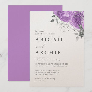 Violet Peony Wedding Invitation