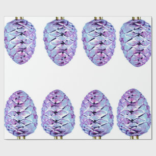 Violet Pinecones Wrapping Paper