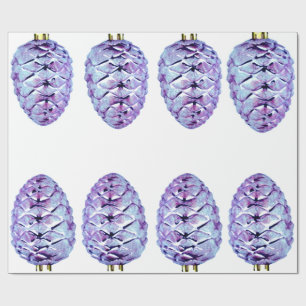 Violet Pinecones Wrapping Paper