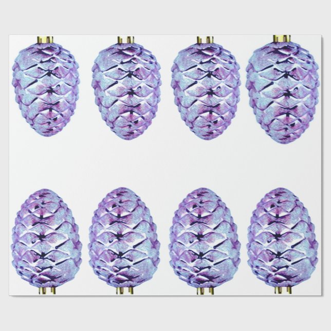 Violet Pinecones Wrapping Paper (Flat)