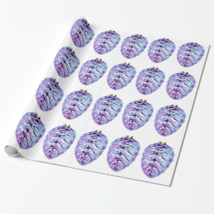 Violet Pinecones Wrapping Paper