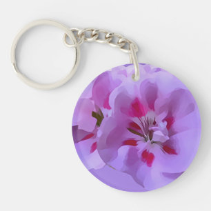 Violet Pink Abstract Hibiscus Flower Key Ring