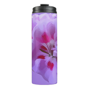 Violet Pink Abstract Hibiscus Flower Thermal Tumbler