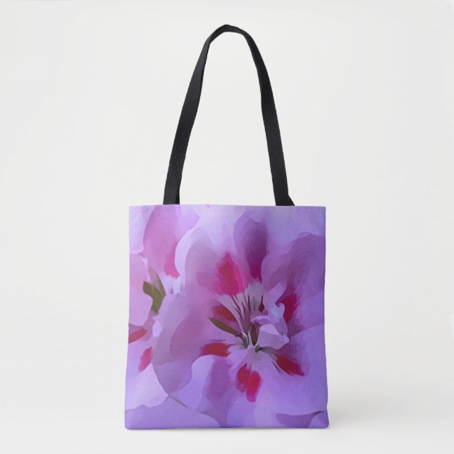 Violet Pink Abstract Hibiscus Flower Tote Bag (Front)