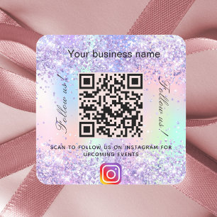 Violet pink business salon qr code Instagram Square Sticker