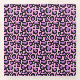 Violet Pink Cheetah Leopard Pattern Animal Lover Glass Coaster