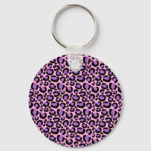 Violet Pink Cheetah Leopard Pattern Animal Lover Key Ring