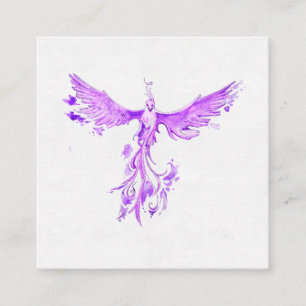 *~*  VIOLET PINK Feathers Phoenix Rising Ashes Square Business Card