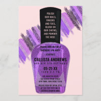 Violet Pink Glitter Nail Polish Spa Day Birthday