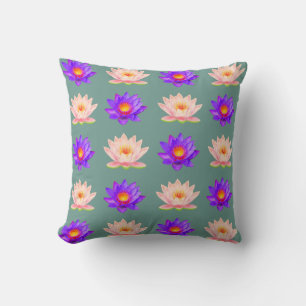 Violet & Pink Lotus Flowers Cushion