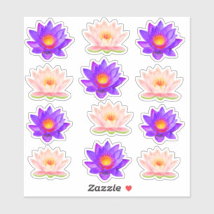 Violet & Pink Lotus Flowers Stickers