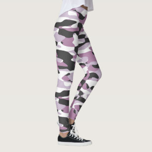 Violet Pink Purple Grey White Camouflage Pattern Leggings