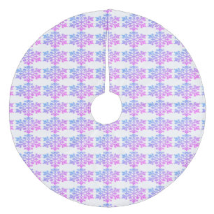 Violet Pink Snowflakes Tree Skirt