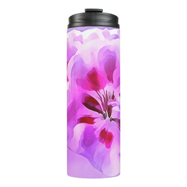 Violet Pink Watercolor Hibiscus Thermal Tumbler (Front)