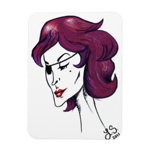 Violet Pirate Lady Cartoon Original Pop Art Magnet