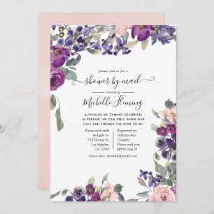 Violet, Plum and Blush Baby Shower by Mail Invitation