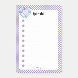 Violet Polka Dot Heart Diamond TO-DO Post-it Notes