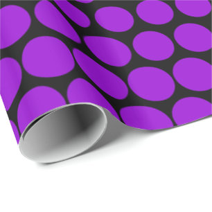 Violet Polka Dot Modern Black Wrapping Paper