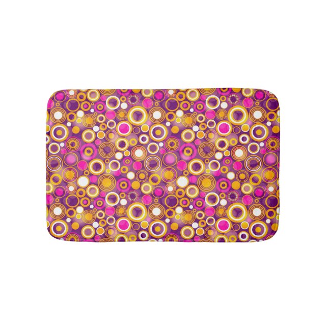 Violet Polka Dot Pattern Bath Mat (Front)
