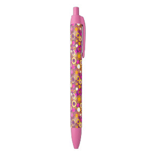 Violet Polka Dot Pattern Black Ink Pen