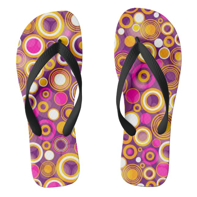 Violet Polka Dot Pattern Flip Flops (Footbed)