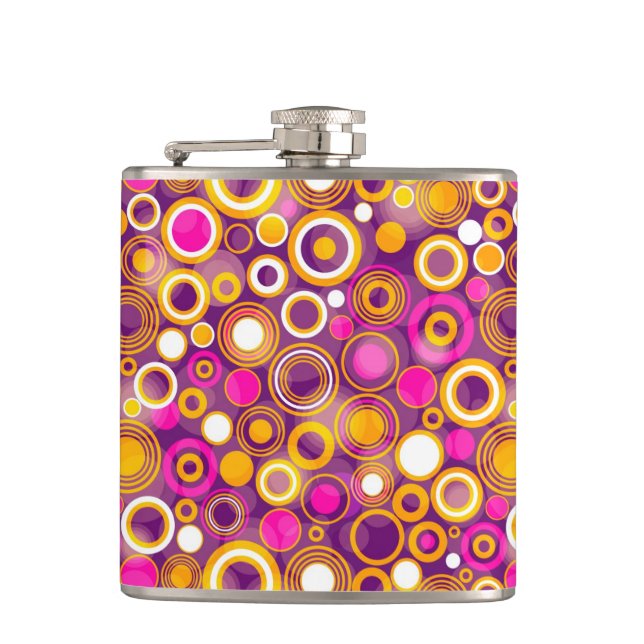 Violet Polka Dot Pattern Hip Flask (Front)