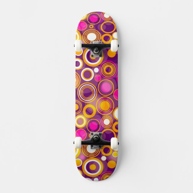 Violet Polka Dot Pattern Skateboard (Front)
