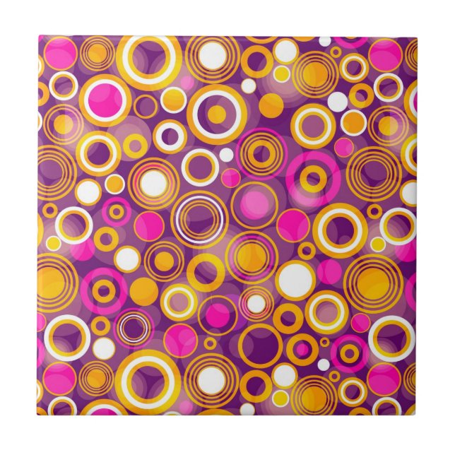 Violet Polka Dot Pattern Tile (Front)