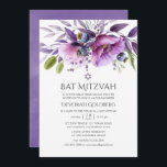 Violet Poppy Floral Bat Mitzvah Invitation<br><div class="desc">Violet,  lavender and purple flowers in a hand painted watercolor wreath bat mitzvah invitation designed to be quickly and easily customised to your event specifics.</div>