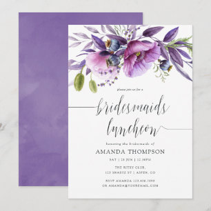Violet Poppy Floral Bridesmaids Luncheon Invite