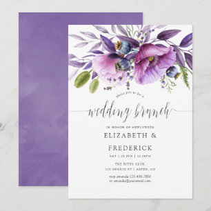 Violet Poppy Floral Wedding Brunch Invitation