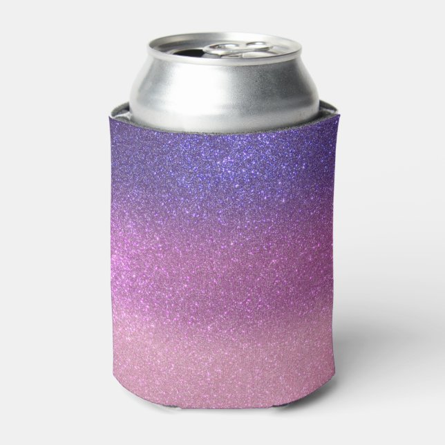 Violet Princess Blush Pink Triple Glitter Can Cooler (Can Front)