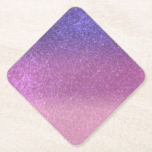 Violet Princess Blush Pink Triple Glitter Paper Coaster