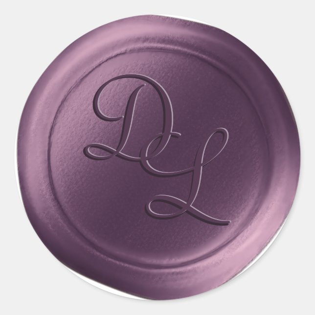 Violet Purple 2 Letter Monogram Wax Seal Stickers (Front)