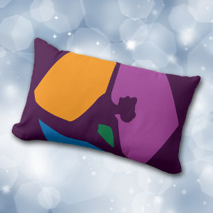 Violet Purple Abstract Blocks Dancer Lumbar Cushion