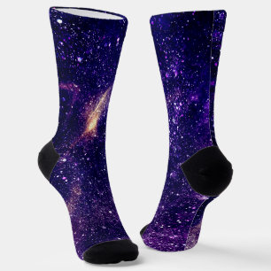 Violet purple abstract galaxy universe socks