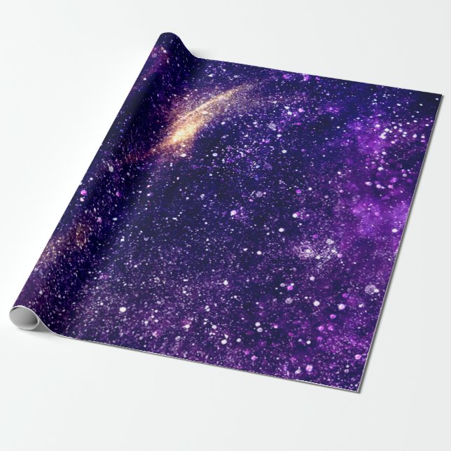 Violet purple abstract galaxy universe wrapping paper (Unrolled)