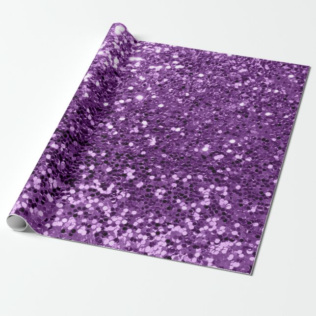 Violet Purple Amethyst Sequin Glitter Shiny Effect Wrapping Paper (Unrolled)