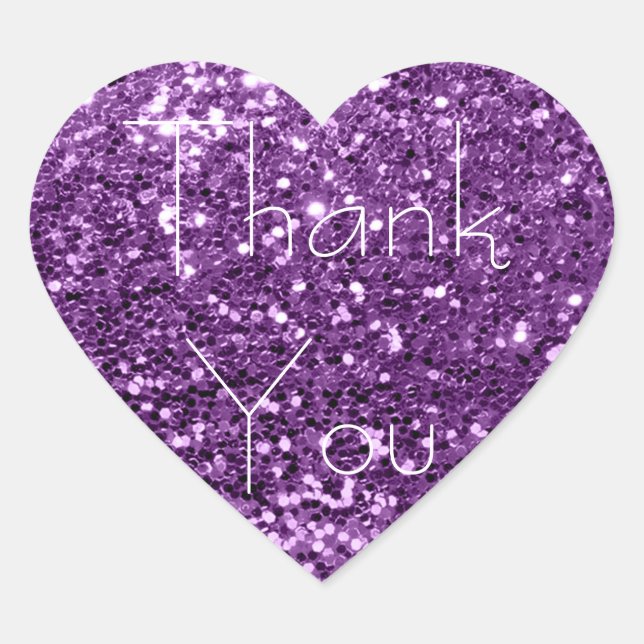 Violet Purple AmethystGlitter Glam Thank You Spark Heart Sticker (Front)