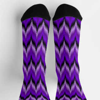 Violet Purple and Black Zig Zag Unisex Socks