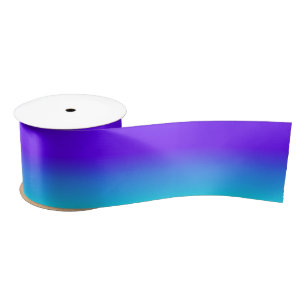 Violet Purple and Bright Aqua Ombre Satin Ribbon