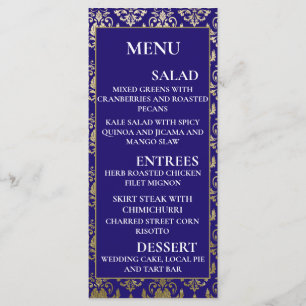 Violet Purple and Gold Pattern Modern Wedding Menu