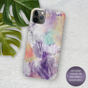 Violet Purple Aqua Turquoise Coral Art Painting iPhone 15 Pro Max Case