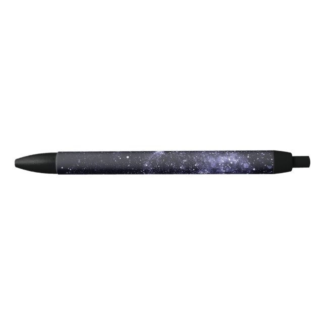 Violet purple black abstract galaxy black ink pen (Front)