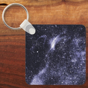 Violet purple black abstract galaxy key ring
