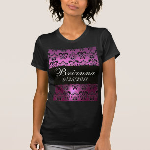 VIOLET PURPLE BLACK DAMASK T-Shirt