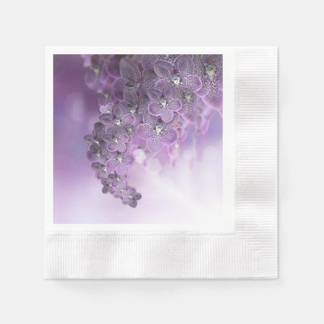 Violet Purple Blooming Flower Orchids Napkin (Front)