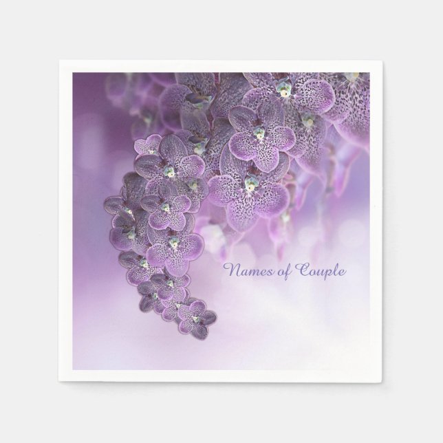Violet Purple Blooming Flower Orchids Napkin (Front)